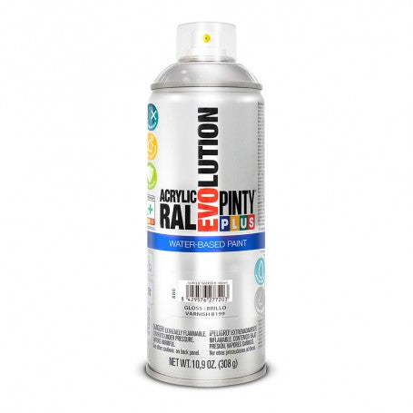 Barniz acrílico brillante en spray PintyPlus Evolution 400 ml